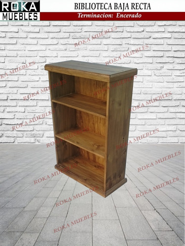 Imagen 3 de 4 de Biblioteca Baja Recta 60x25x100 Librero Encerado Roka
