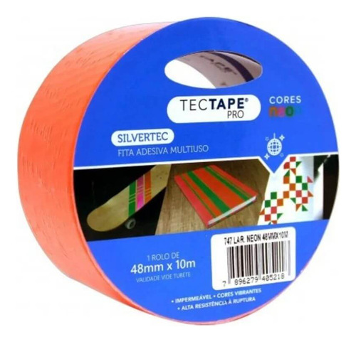 Fita Silver Tape Laranja Neon 48mm X 10m Tectape