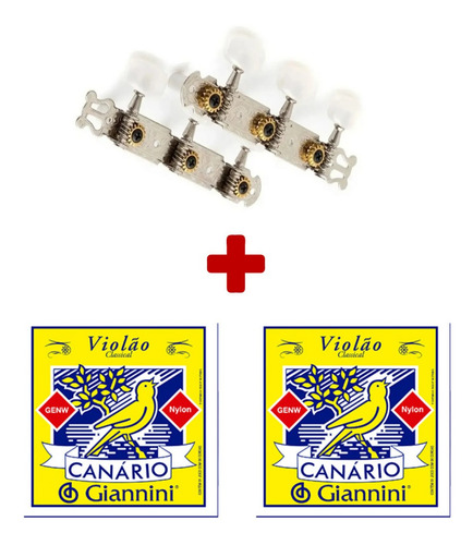 Imagem 1 de 5 de Tarraxa Tarracha Violao Pino Grosso +2jogo De Cordas Canario