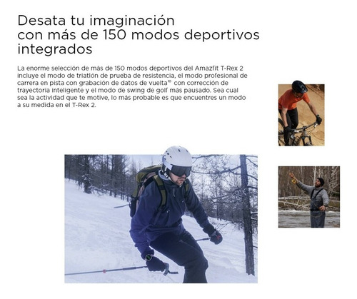 Imagen 4 de 8 de Smartwatch Reloj Inteligente Amazfit T-rex 2 Gps Oxímetro, Pantalla Tactil 1,39 Amoled, Resolución 454 X 454, Autonomía 24 Dias, 158+ Modos De Entrenamiento, Resistencia Al Agua 100 Metros