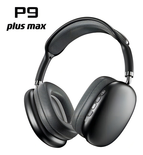 Fones de ouvido Bluetooth P9 sem fio estéreo pretos retráteis pretos, cor preta