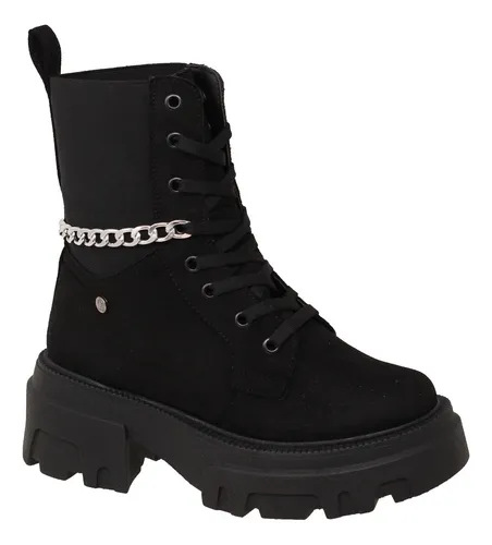 Tenis Botin Mujer Negro Beigecapa De Ozono Plataforma 648601