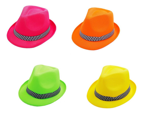 Combo X 12 Unidades Sombrero Fluo Funyi Carioca Luz Negra Uv