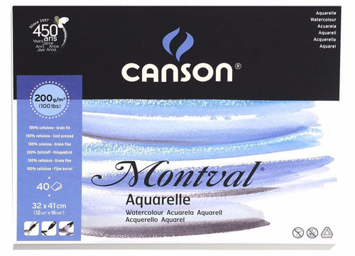 Block Acuarela 200g 32x41 Canson Montval 40 Hojas