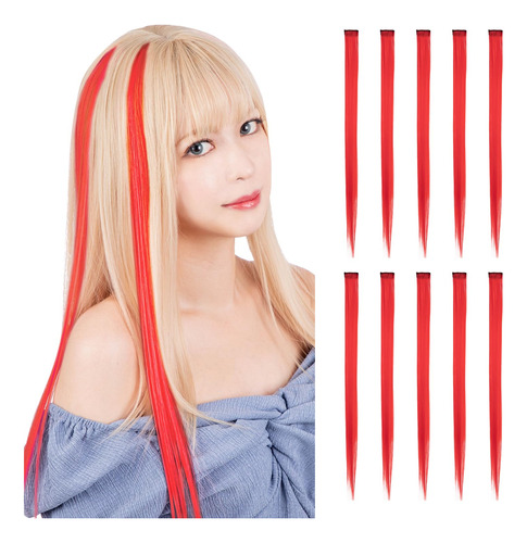 Classe - 10 Extensiones De Cabello De Colores Con Clip, De 2