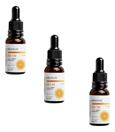 comprar Kit 3 Vitamina D3 Liquida K2 5 Gotas 2000ui Vitamina D 20ml