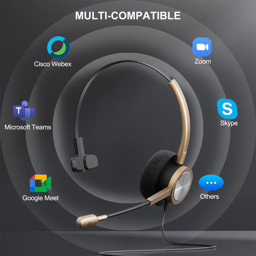 Audífono Usb Tipo C Dorado Con Micrófono De Cancelación De