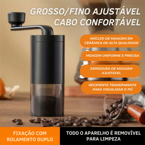 Moedor De Cafe Manual Graos Manivela Portatil Ajuste Moagem