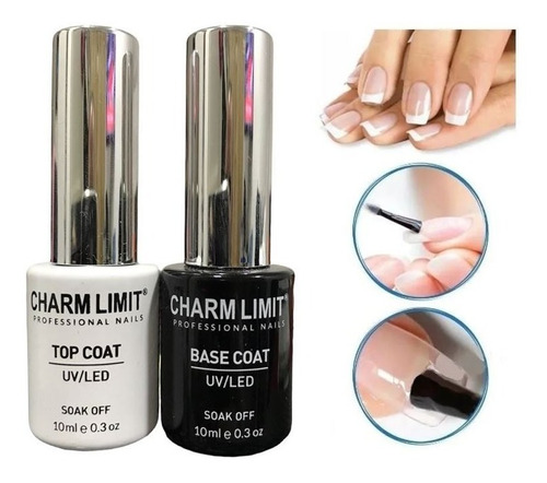 Kit X2 Semipermanentes Top Coat + Base Coat Gel Uv Premium 