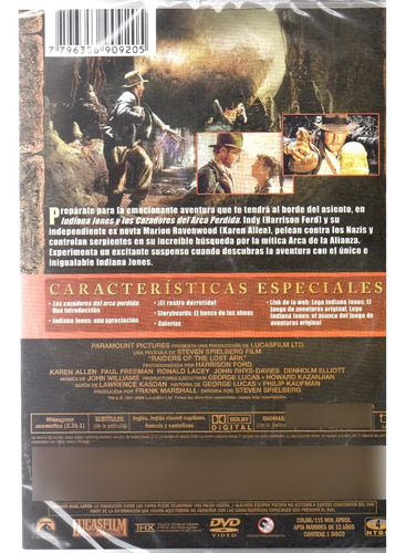 Dvd Original Indiana Jones Y Los Cazadores Del Arca Perdida