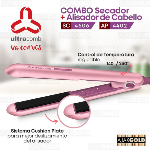 Planchita De Pelo Y Secador Combo Profesional Ultracomb