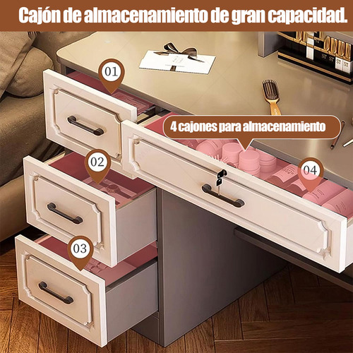 Tocador De Maquillaje Con Espejo Estante De Dormitorio Hogar