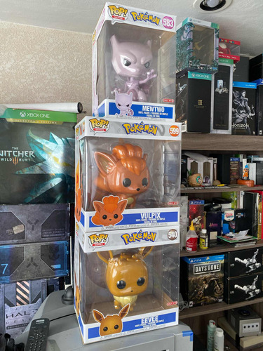 3 Funko Pop Pokemon Mewtwo+ Vulpix+ Eevee!!10 Pulgadas Gdes