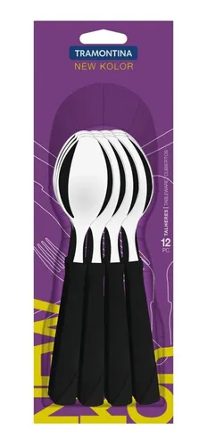 Cuchara De Mesa New Kolor Negro X 12 Tramontina