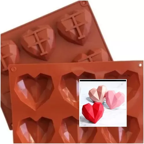 Molde Silicona Corazón Diamante 3d X6 Repostería Chocolate