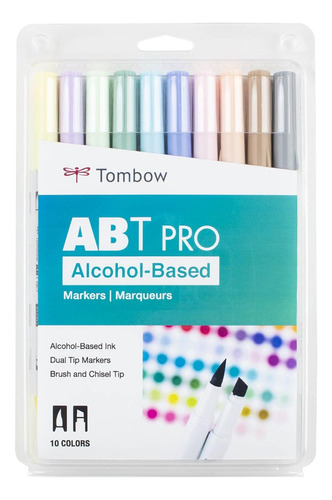 Tombow Abt Pro Dual Brush Base Alcohol 10 Pz Pasteles 72522