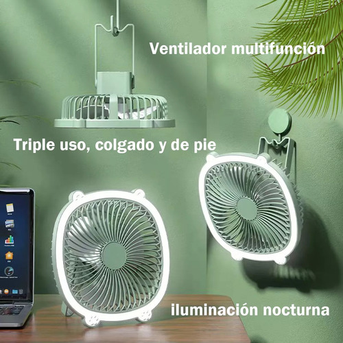 Ventilador Portátil Mesa Escritorio Recargable Con Luz 3aspa