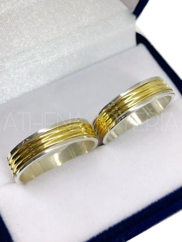 Alianzas Compromiso Plata Y Oro Grabado Casamiento Anillos