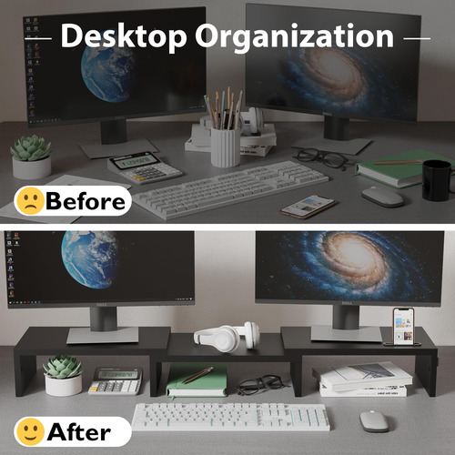 Soporte Elevador De Monitor Doble Con Soporte Ajustable