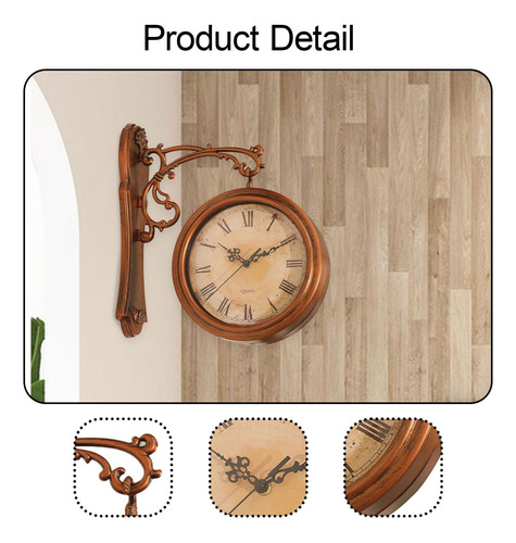 Reloj De Pared De Doble Cara, Silencioso, Retro, Con