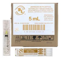 Comprar  100 Jeringas De Plástico 5 Ml Con Aguja 20x32 Envío Gratis