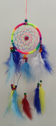 Colgante Atrapasueños Multicolor 12x55cms Cuerda Y Plumas #3