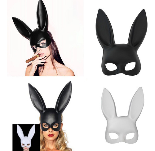 White Black Women Girl Sexy Rabbit Bunny Long Ears Mask Hall
