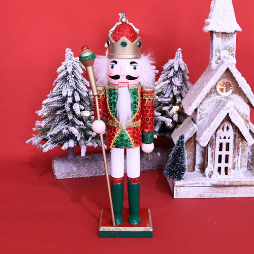 Cascanueces De Madera Brillante Figuras Navidad Bota Verde