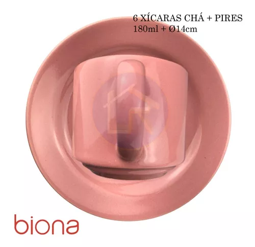 Jogo de Xícaras de Chá Donna Rosa - 12 peças - Biona - Casa Joka