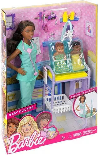 Boneca Barbie Medica Pediatra Com Bebes Mattel Original