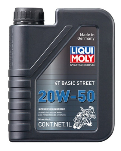 Aceite Para Moto Liqui Moly 4t 20w50 Mineral Sn Plus/ma2 1l