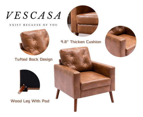Silla Moderna Tapizada Con Brazo Y Patas De Madera