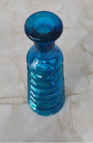 Botella De Vidrio Azulado (contorneada) Con Corcho