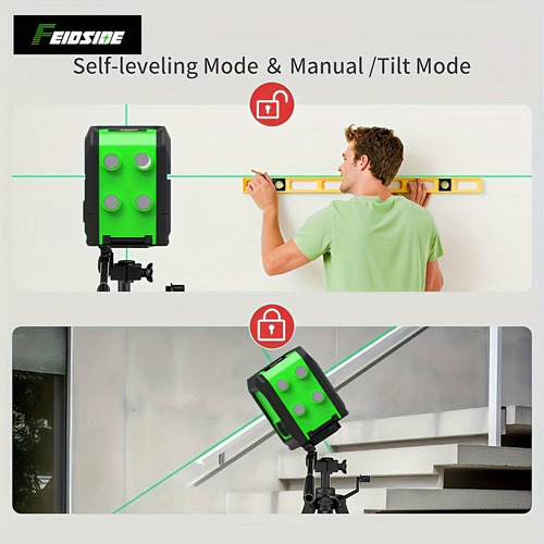 2 Linhas, Nível Laser Verde, Horizontal Automático, Com Bols