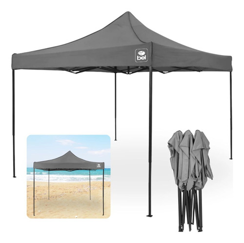 Tenda Gazebo Dobrável 3x3 M Pagoda Cinza Articulada Feira