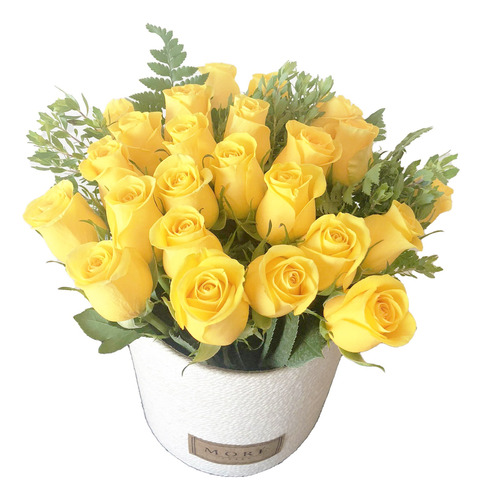 Cesta 24 Rosas Amarillas - (ramo De Flores) - Florería 24hrs