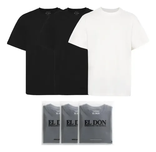 Pack X3 Remeras Basicas Regular Fit Algodon Poliester El Don