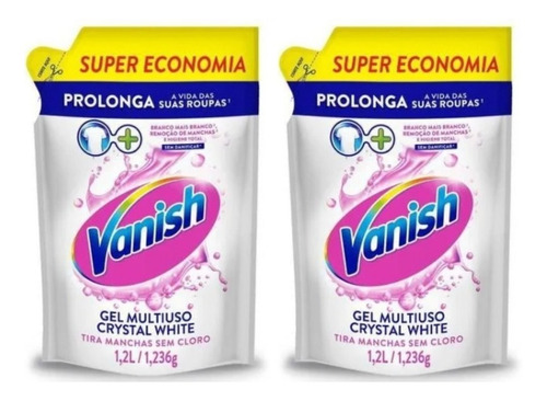 Kit 2 Vanish Tira Mancha S Cloro Multiuso Crystal White 1,2l