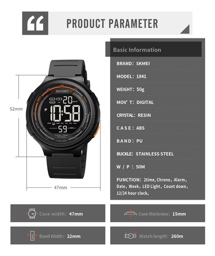 Reloj Digital Azul Resistente Al Agua Skmei Para Hombre Y Mu
