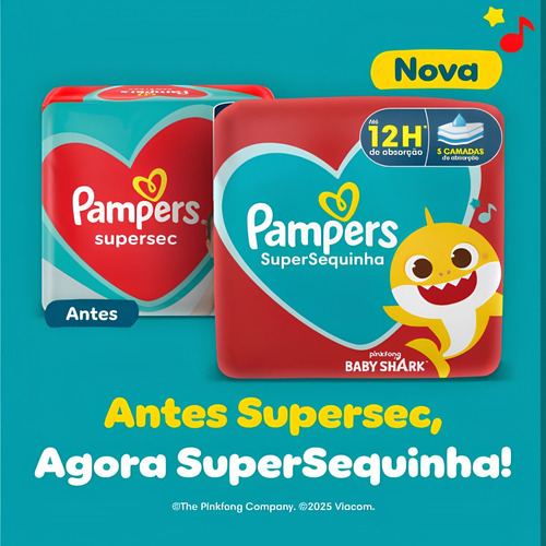 Pampers SuperSequinha Fraldas Descartáveis Tamanho Xxg 132 Un Gênero Sem gênero Tamanho Extra extra grande (XXG)
