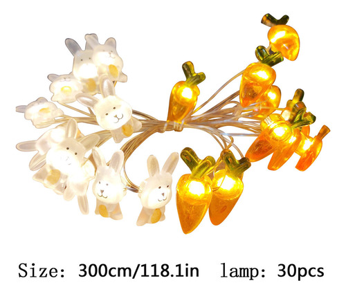 Luces Led Con Forma De Conejo De Pascua, 30 Luces, Batería D