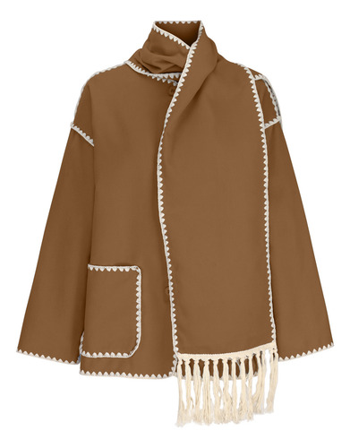 Jaqueta Feminina De Lã De Inverno Espessada E Folgada Tassel