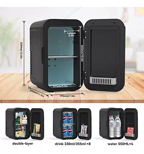 NXONE Mini nevera, refrigerador pequeño de 8 latas/6 litros, 110 VAC/12 V  CC, enfriador termoeléctrico portátil y calentador, escritorio para el