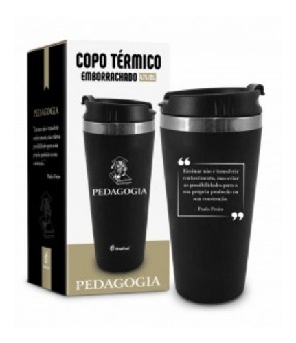 Copo Térmico Emborrachado Pedagogia Preto Fosco