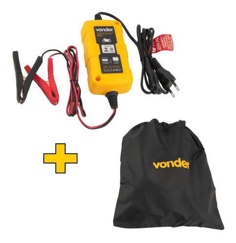 Imagem 2 de 4 de Carregador Inteligente Bateria Bivolt +bolsa Moto Vonder 12v
