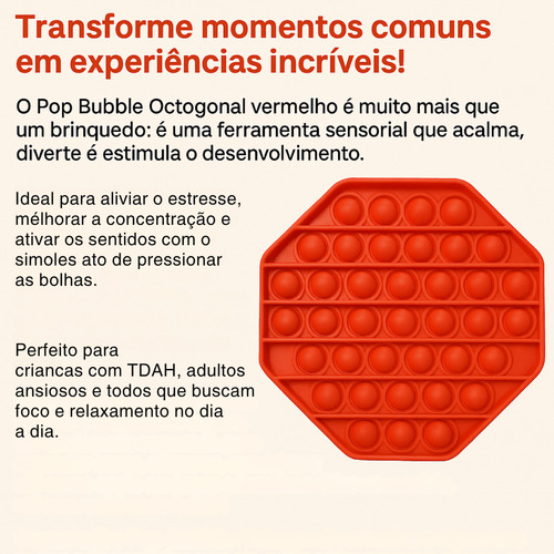 Pop It Fidget Toy Octogonal P/ Coordenação Infantil