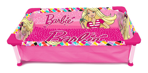 Pileta estructural rectangular Unibike Infantil Barbie de 130cm de largo x 80cm de ancho  rosa diseño barbie