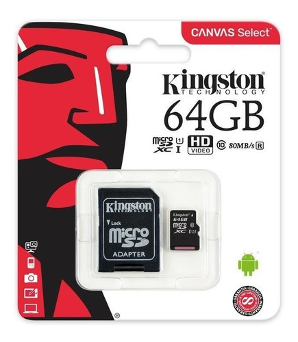 Kingston Memoria Micro Sd Hc 64gb Clase 10 Canvas Original +