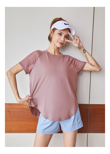 Playera Deportiva De Manga Corta Para Mujer, Holgada Y Delga