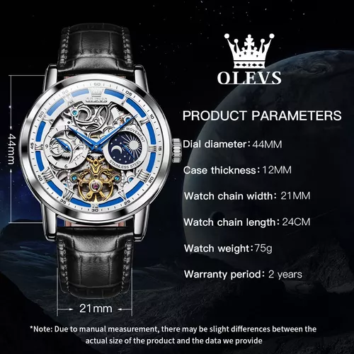 OLEVS Reloj automático (no requiere batería) Relojes de pulsera para  hombre, relojes mecánicos de cuerda automática, reloj clásico de esqueleto